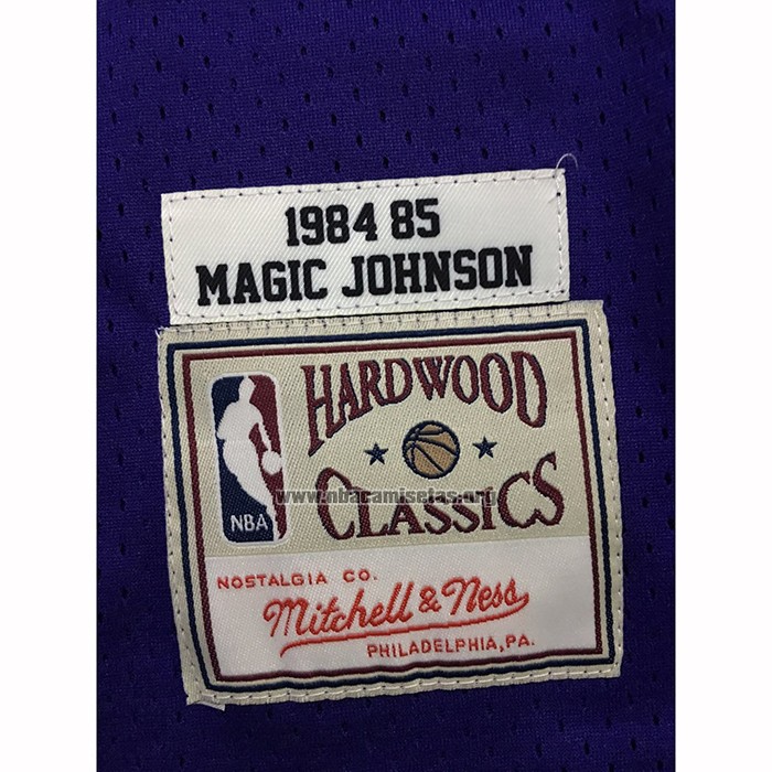 Camiseta Los Angeles Lakers Magic Johnson NO 32 Mitchell & Ness 1984 Violeta